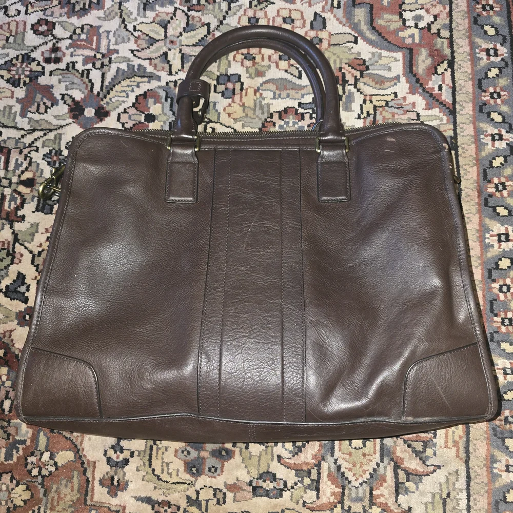 Coach Heritage Web Slim Briefcase #1171 Dark Brown Leather Briefcase